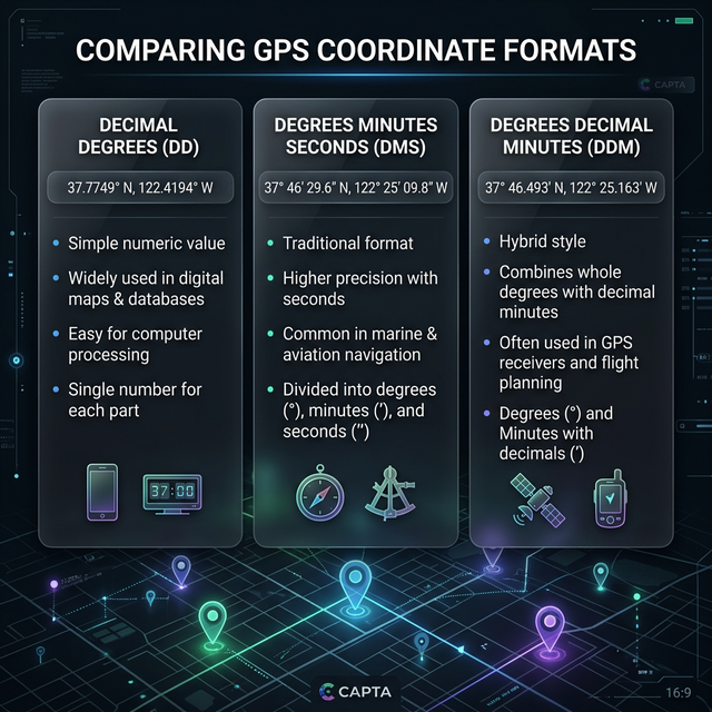 Formatos comunes de coordenadas GPS